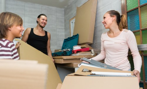 Man with a van service with moving boxes and furniture