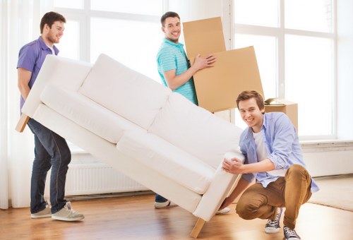 Packed boxes and furniture ready for a local move